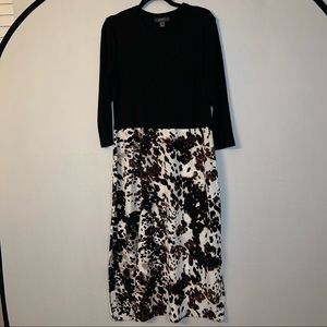 Cow print half sleeve midi dress, size US 10